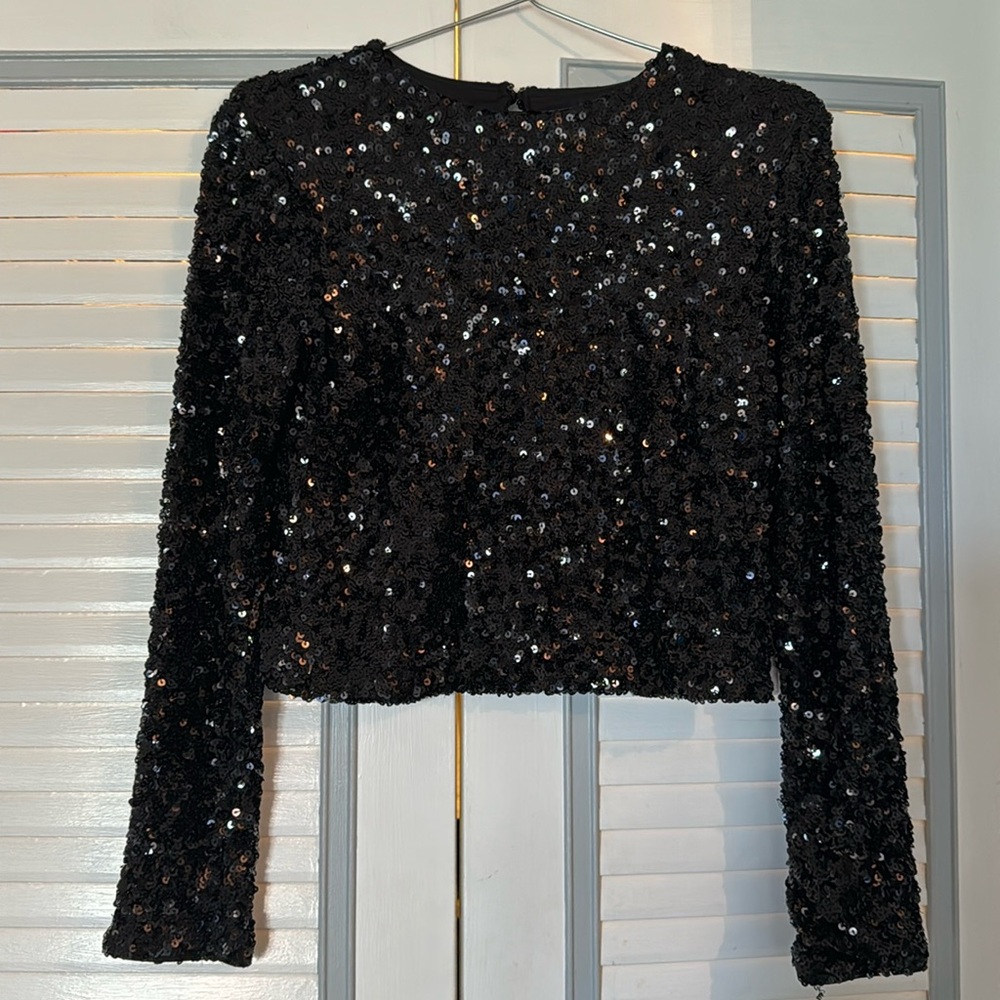 NWT Aqua Sequin Long Sleeve Top